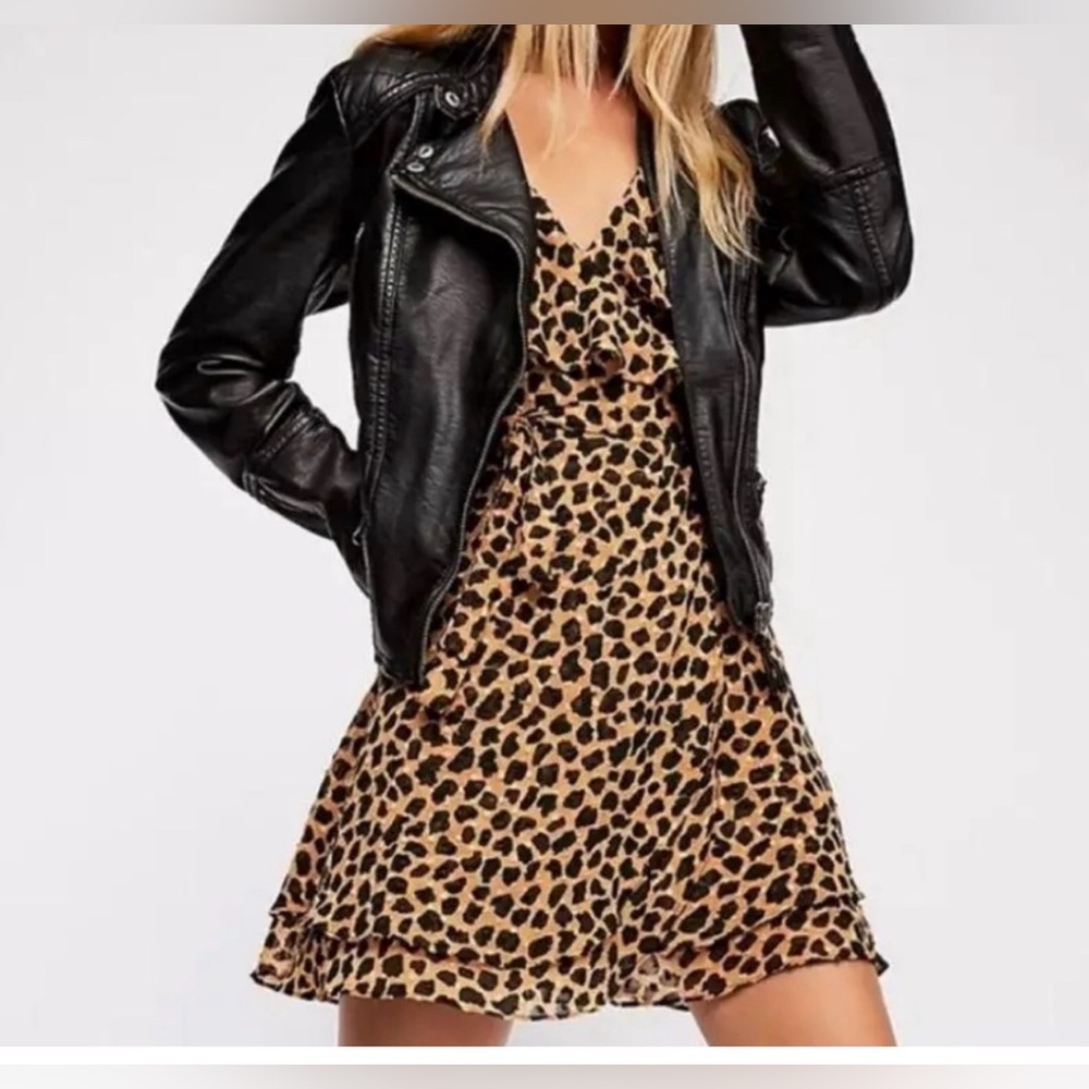 Free People Black and Leopard Print Dress